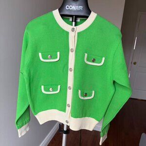 NWOT, Sandro Green Knit Cardigan, Size 3